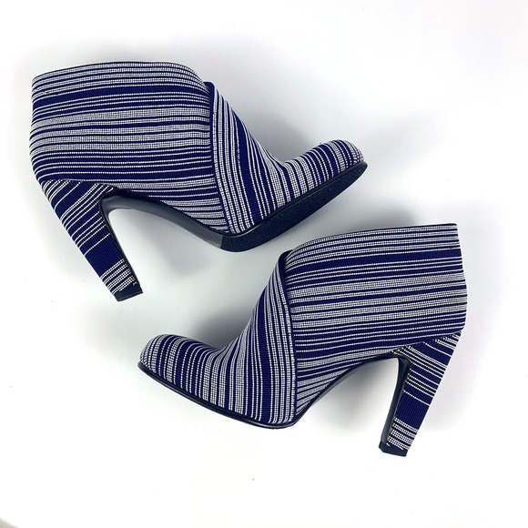 United Nude Fold Hi Ankle Booties Womens Sz 40/9 Blue White with Dust Bags *READ